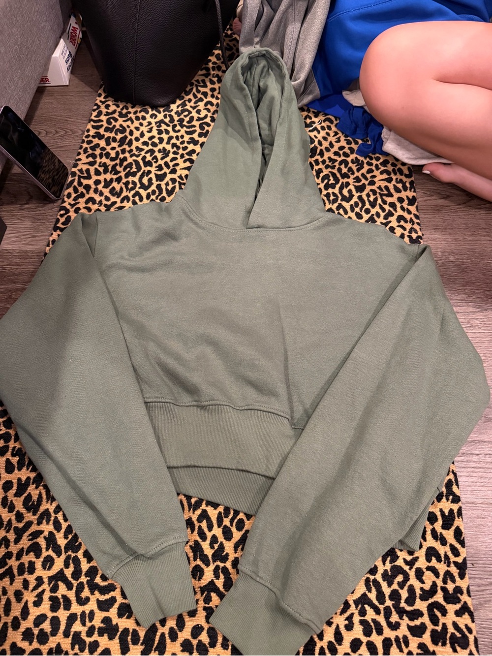 refuge Olive Green Cropped Hoodie
